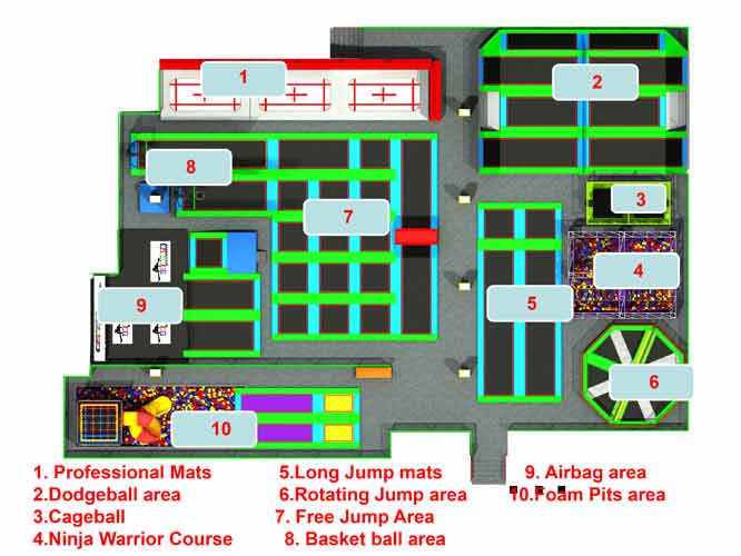 Israel trampoline park layout plan